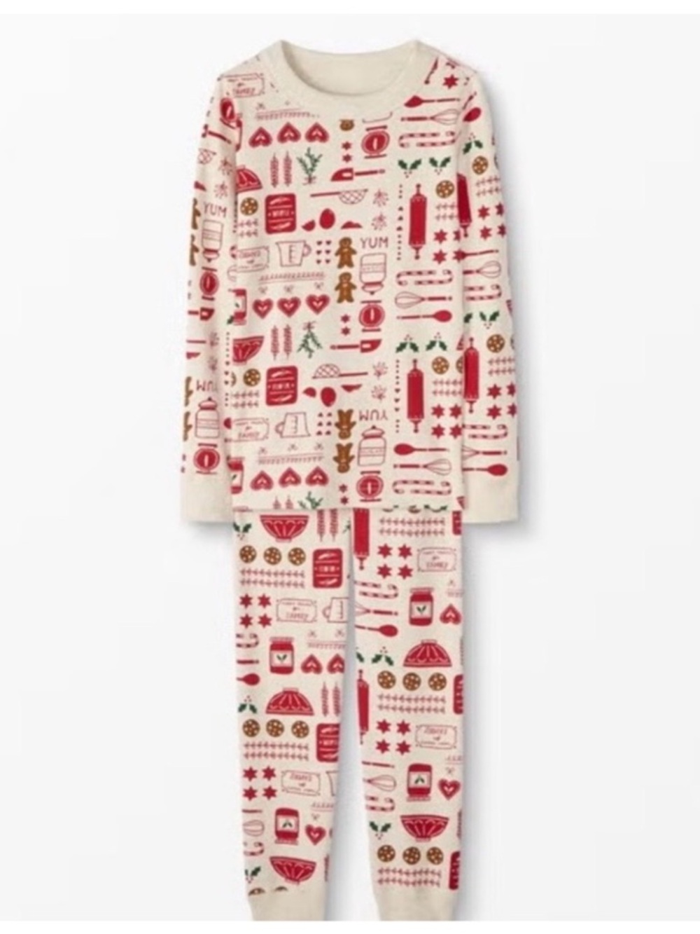 Hanna Andersson Back To Baking 2pc Organic Cotton Pajama Set Red Green Holiday